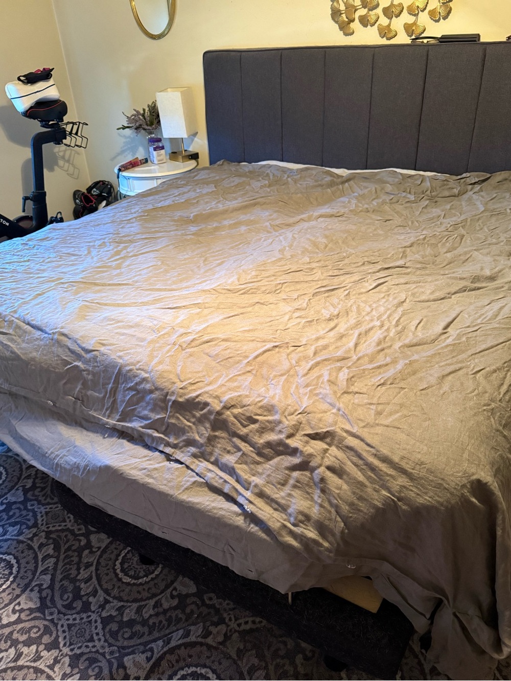 Echelon Washed Belgian Linen Duvet Cover King — Gray - Picture 7 of 8